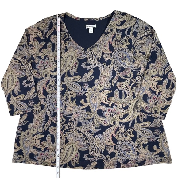 Croft & Barrow plus size 2x 3/4 sleeves floral paisley layered vneck blouse EUC - Picture 11 of 13